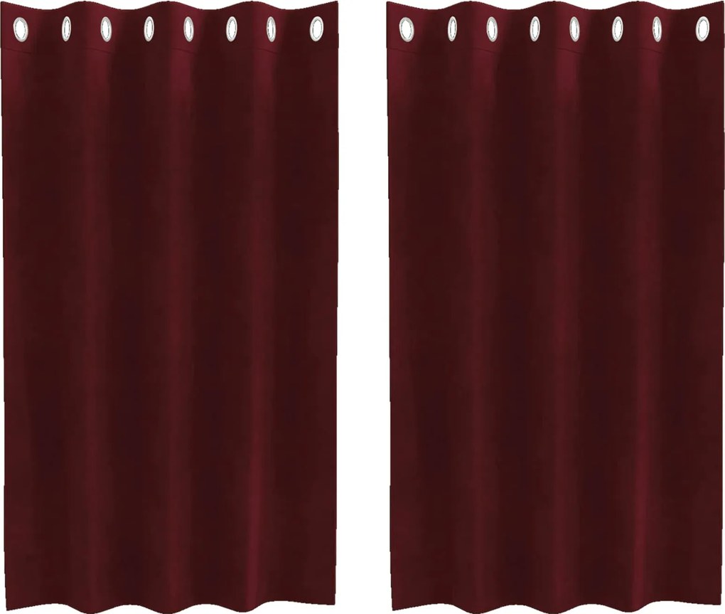vidaXL Perdele opace 2 pcs Roșu Vin 140 x 140 cm Catifea