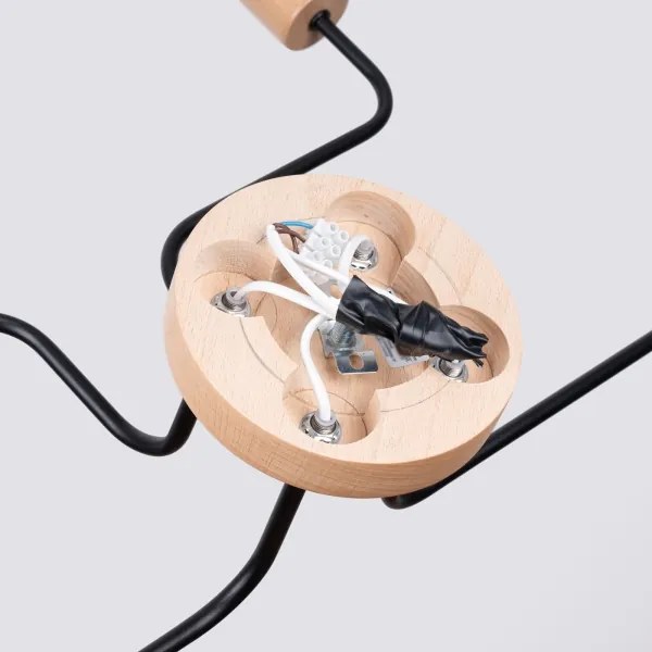 Lustră aplicată Sollux SL.1669 TIMBO 4xE27/15W/230V negru/bej/fag