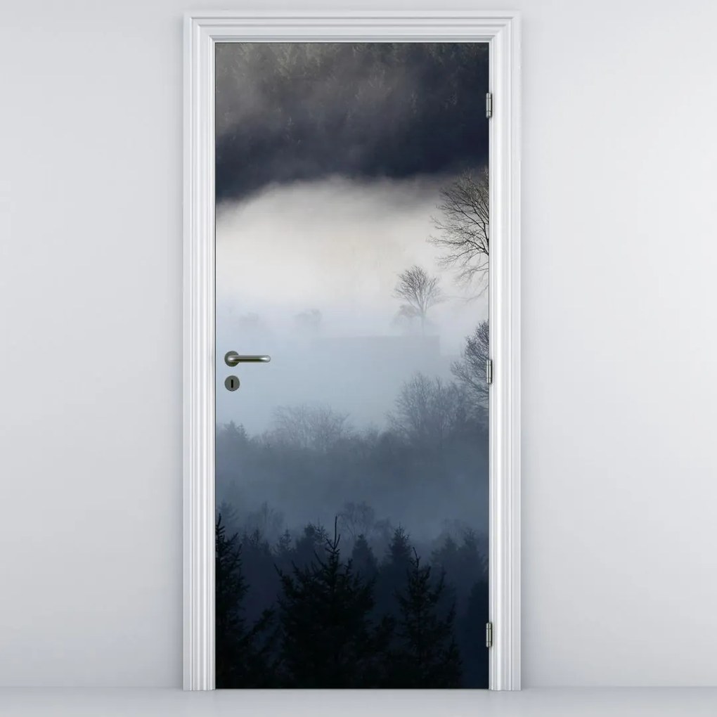 Fototapet pentru ușă - Ceață în pădure (95x205cm)
