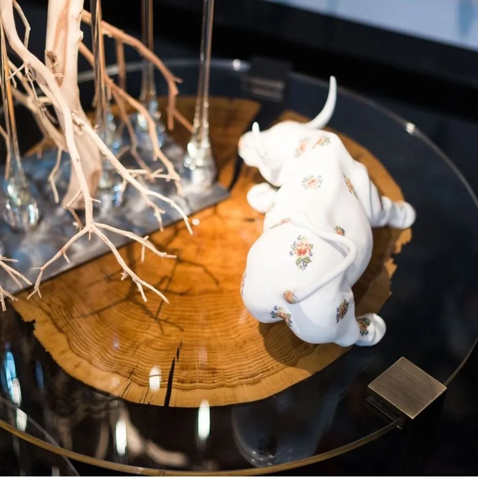 Masuta LUX design Glass-Wood FORESTA H-41cm, otel 7511926.98