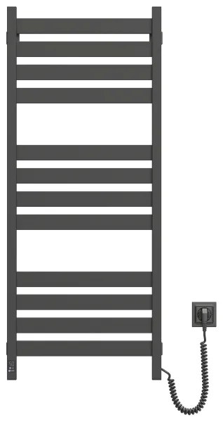 Radiator de baie tip scară cu termostat LARGO 541W/230V 120,6 cm IP44 negru, racordare pe partea dreaptă