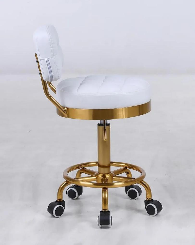 HR636 Fehér modern műbőr szék arany lábbal