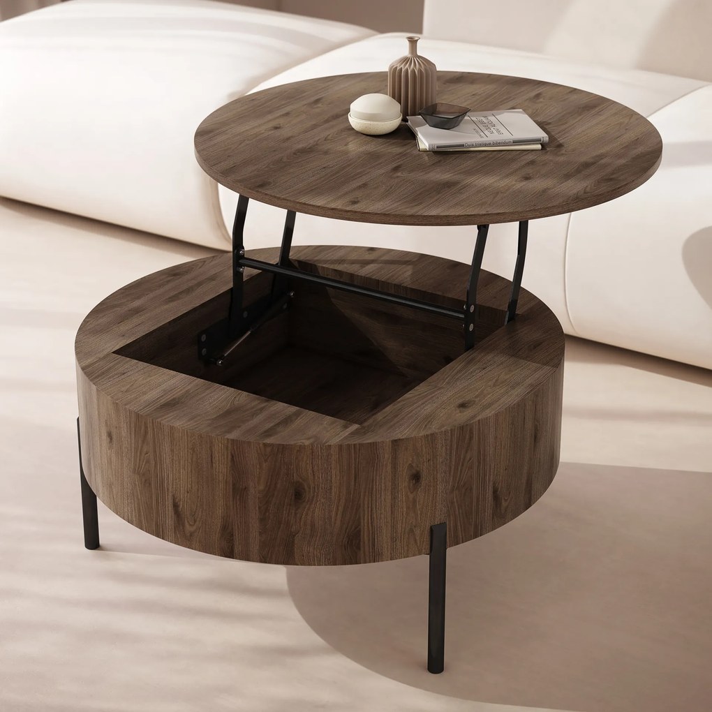 Mazzoni FRIDA Nuc Elegant – MĂSUȚĂ DE CAFEA MODERNĂ CU BLAT RABATABIL ȘI SPAȚIU DE DEPOZITARE