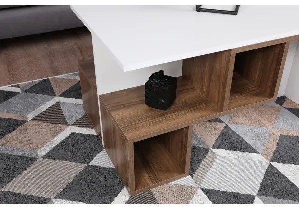 Măsuță de cafea DILAY 52x100 cm maro/albă