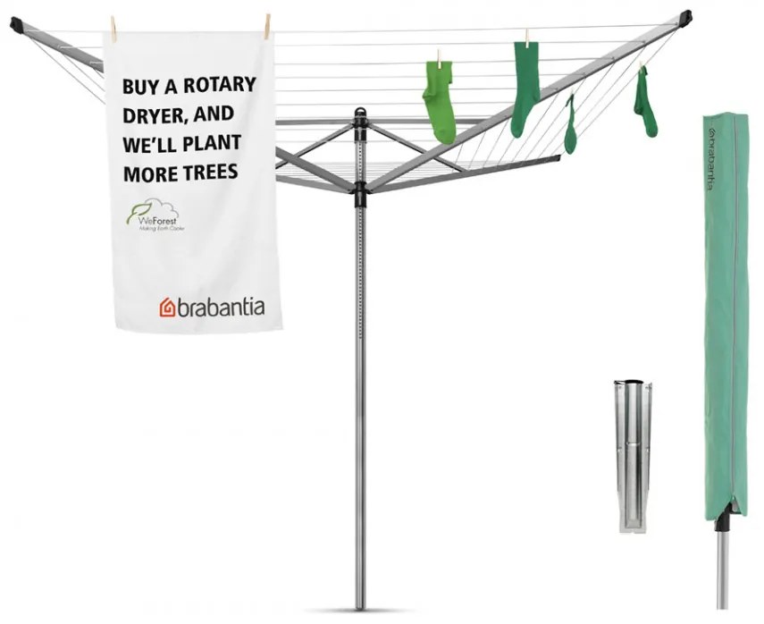 Uscator rufe exterior Brabantia Lift-O-Matic 60m, frigarui metalice pentru sapat sau betonare, carcasa 90300270