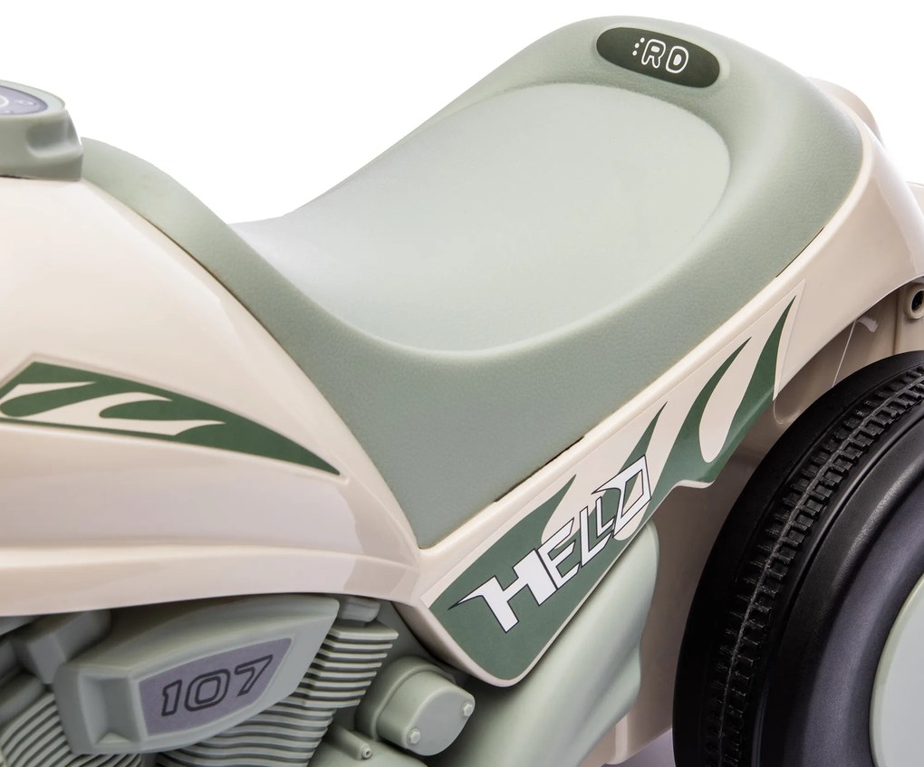 AIYAPLAY Vehicul de alunecare, Design de motocicletă, Muzică și Bule, pentru 2-5 ani, Cream White | Aosom Romania