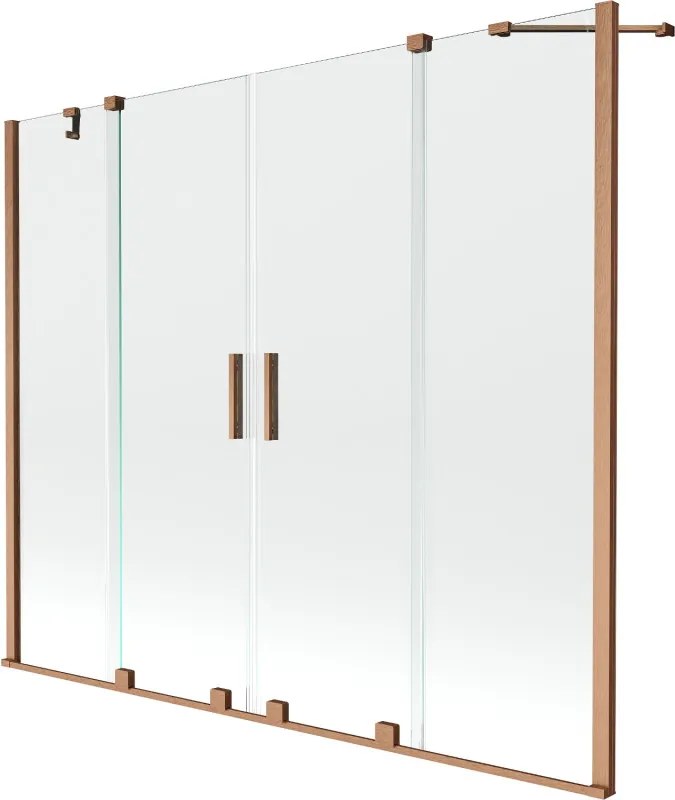 Mexen Velar Duo paravan de baie cu 2 aripi glisante 200 x 150 cm, transparent, cupru periat - 896-200-000-02-65