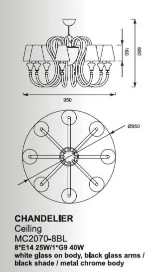 Candelabru design elegant cu 8 brate CHANDELIER