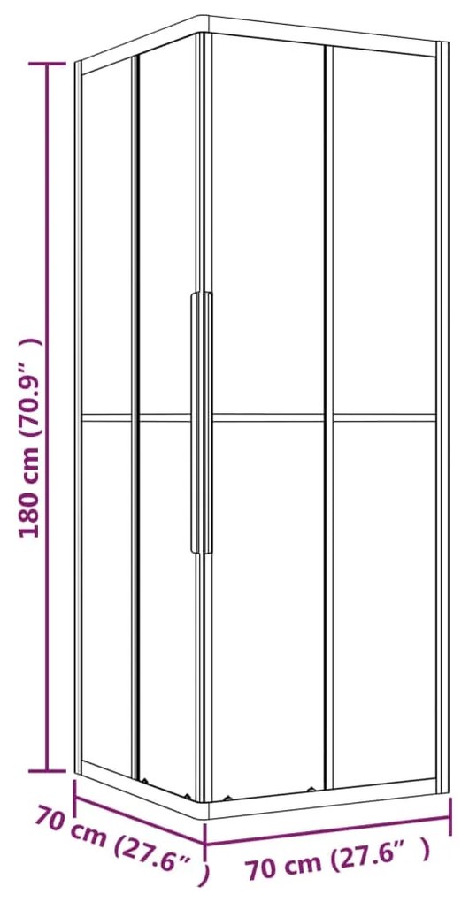 Cabina de dus, negru, 70x70x180 cm, ESG semi-mata 70 x 70 x 180 cm, jumatate mat