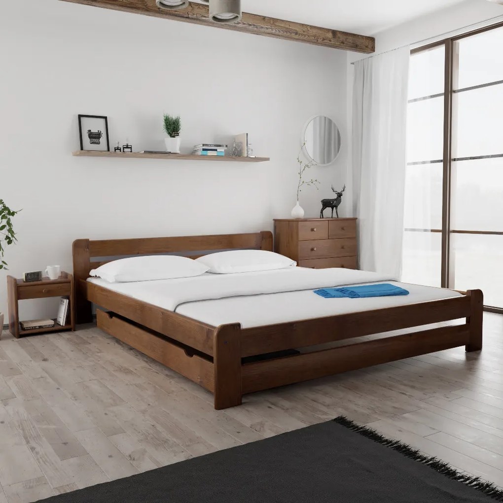 Pat Laura 180x200 cm, stejar Saltele: Cu saltele Sommera 18 cm, Somiera pat: Fara somiera