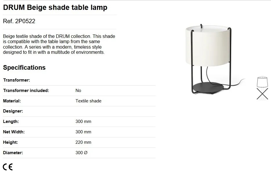 Lampa masa / Veioza moderna design elegant DRUM bej