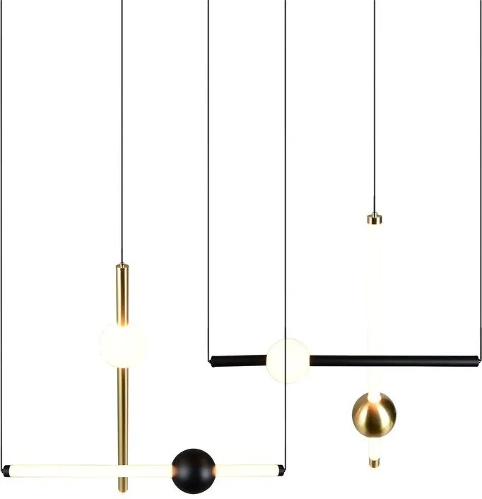 Lustră neagră/aurie LED cu intensitate reglabilă Melita – Trio