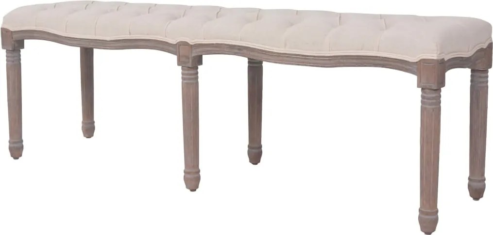 vidaXL Bancă, alb crem, 150x40x48 cm, pânză și lemn masiv