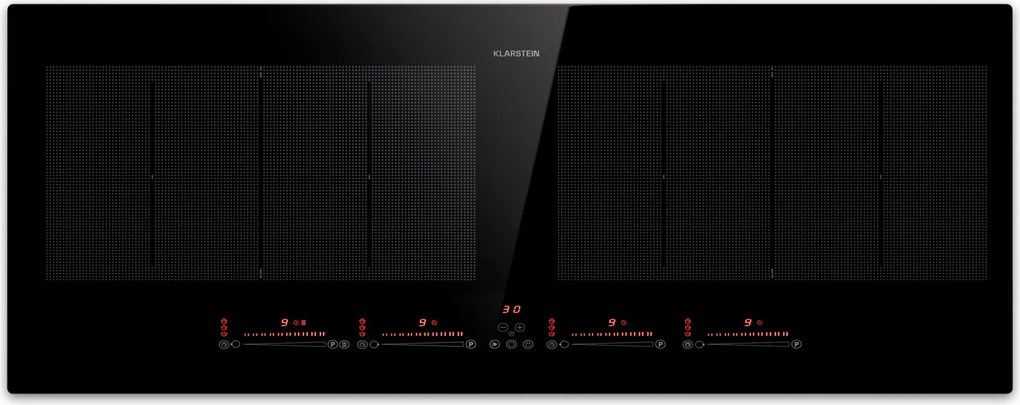 Klarstein Masterzone 90 Slim Flex, plită cu inducție, max. 7200 W, încorporat, 4 zone Flex, tehnologie ThermoBoost, Smart Flex