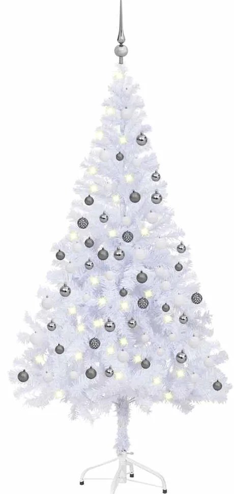 vidaXL Brad de Crăciun pre-iluminat cu globuri, 120 cm, 230 ramuri