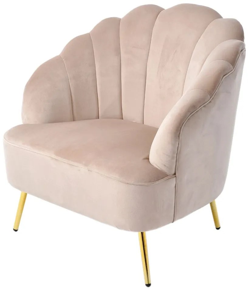 Fotoliu Cream Velvet Shell 74 cm x 70 cm x 87 cm