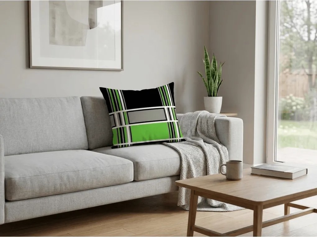 Fața de perna din policoton KARO POLY 50x70 cm, verde