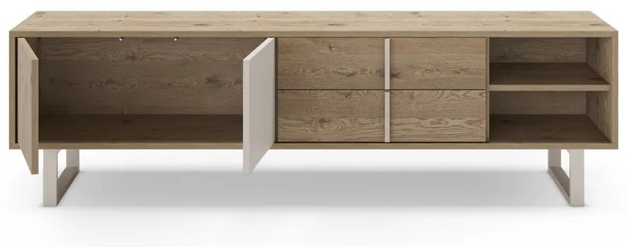 Comodă TV gri/în culoare naturală cu aspect de lemn de stejar 180x51,5 cm Millay – Marckeric