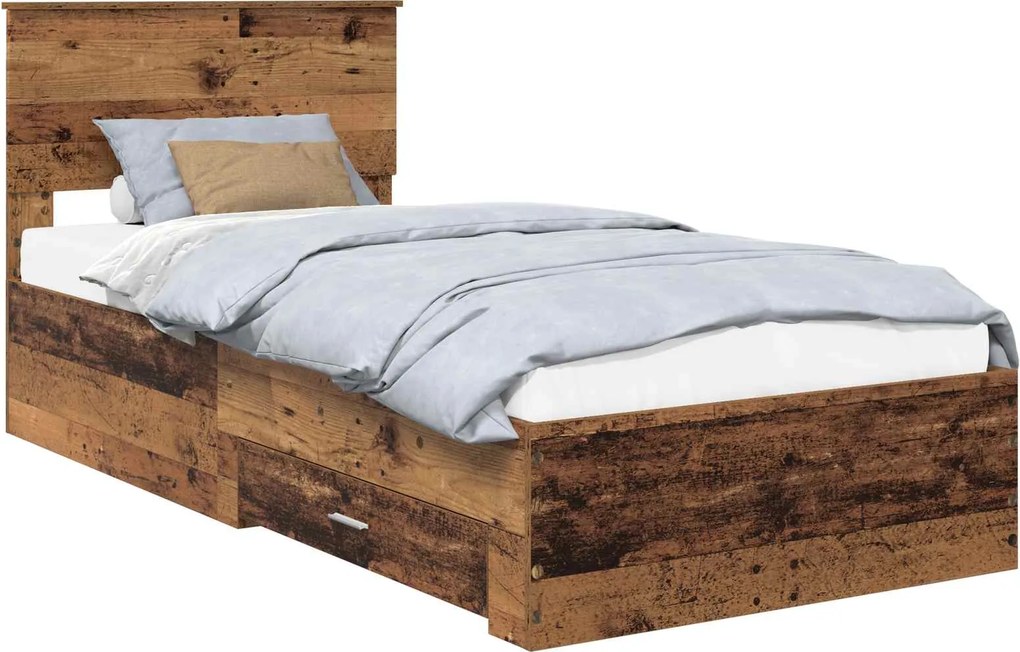 vidaXL Cadru de pat cu headboard Lemn vechi 90 x 190 cm Lemn compozit