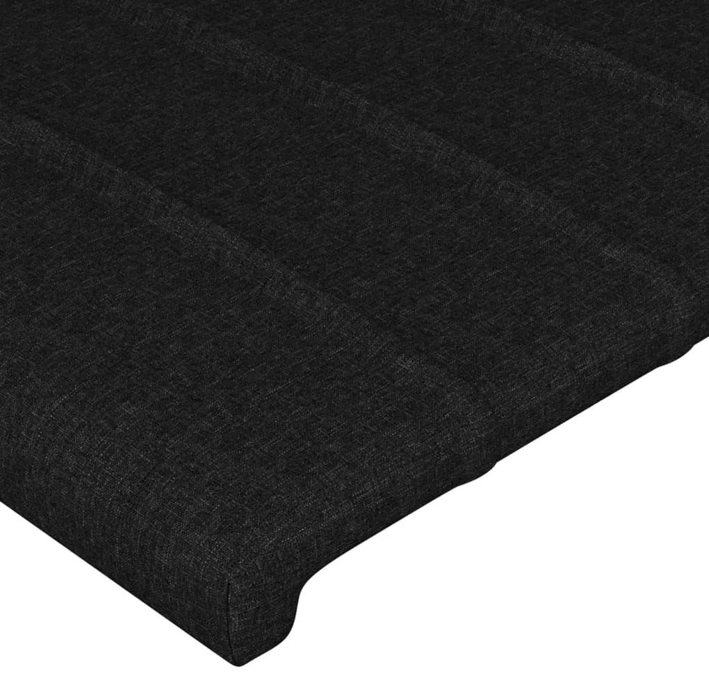 Cadru de pat cu tablie, negru, 80x200 cm, textil Negru, 80 x 200 cm, Benzi verticale