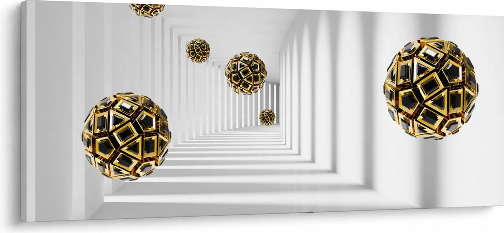 Tablou abstract cu mingi de fotbal (120x50 cm)
