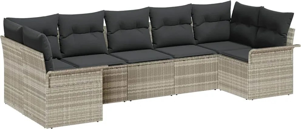 vidaXL Set de canapele pentru grădină 7 pcs Gri deschis Rattan poli
