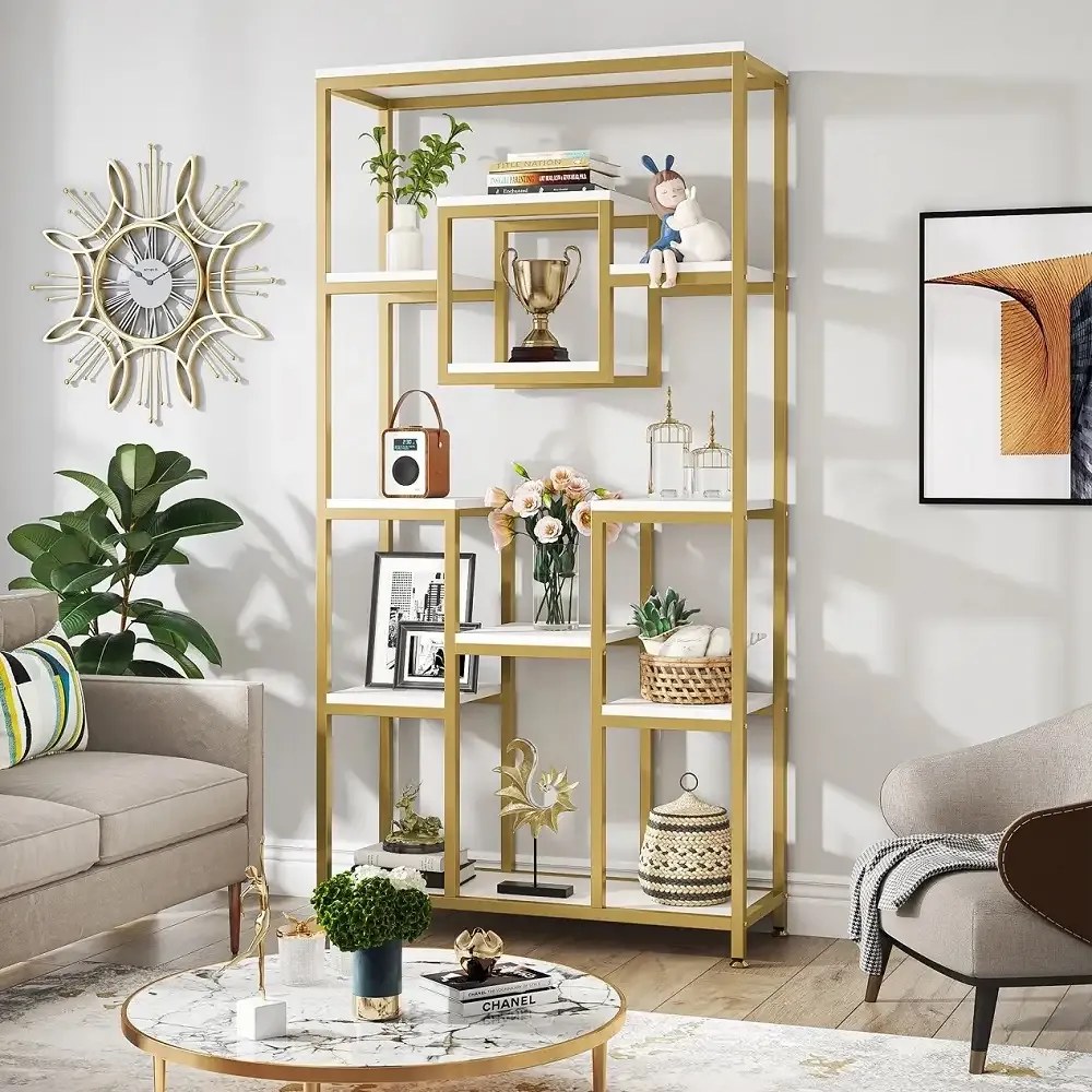 Biblioteca Dani din metal culoare auriu 182 cm