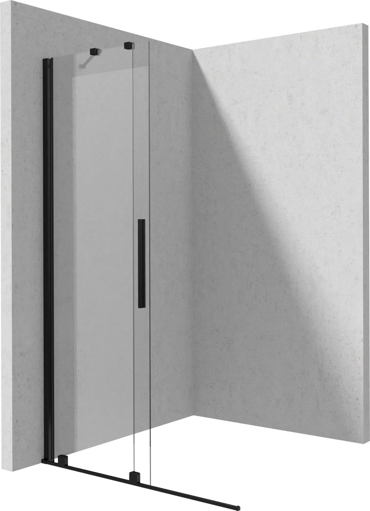 Paravan dus sticla securizata walk-in cu usa glisanta, 140x195 cm, negru mat, Deante Prizma Negru mat, 1400x1950 mm