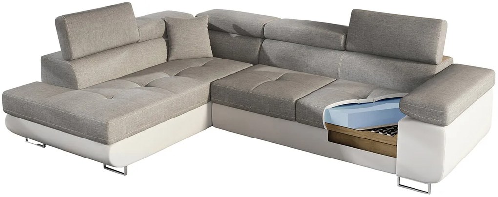 Coltar extensibil stanga 4 locuri, ELTAP, Anton, 272x203x85 cm, lemn/poliester, mustar