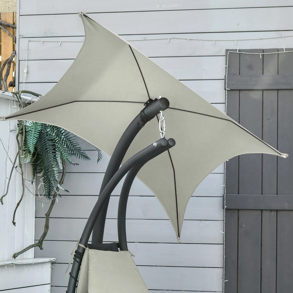 Outsunny Sezlong Suspendat cu Acoperiș, Relaxare de Lux, Design Modern, Confortabil, Gri, Perfect pentru Exterior | Aosom Romania