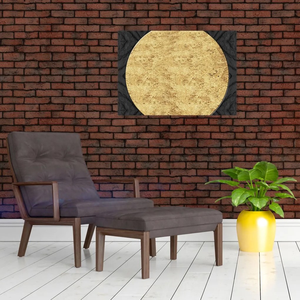 Tablou pe sticlă - Structura de aur N⁰2 (70x50 cm)