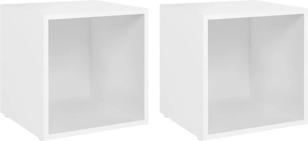 vidaXL Comode TV, 2 buc., alb, 37x35x37 cm, PAL