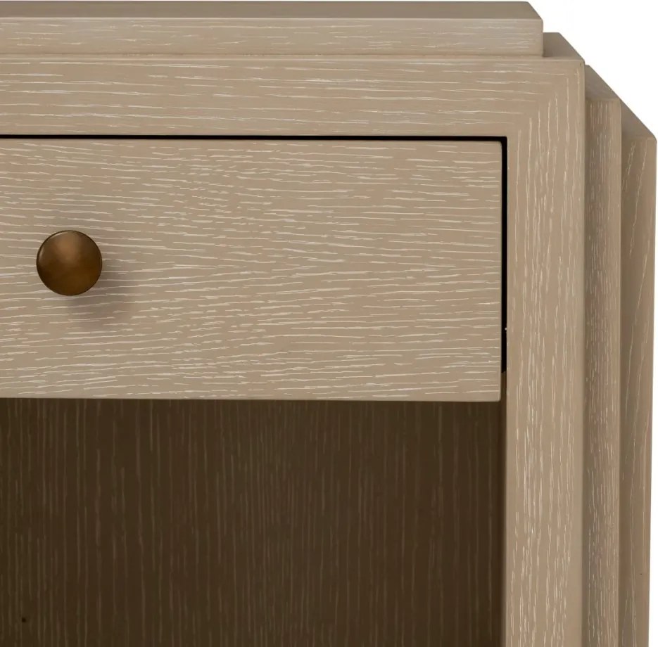 Noptiera LUX Furnir Stejar Albit, ArtDeco