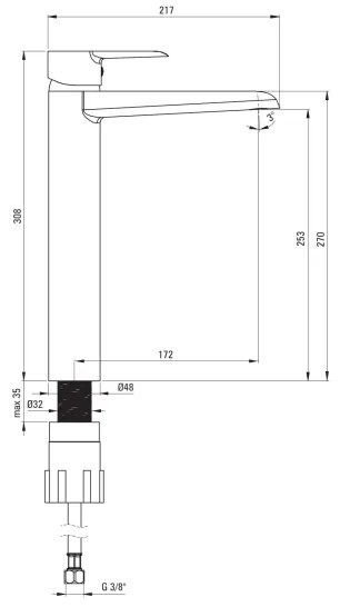 Deante BFC_020K - Baterie lavoar CORIO, crom lucios