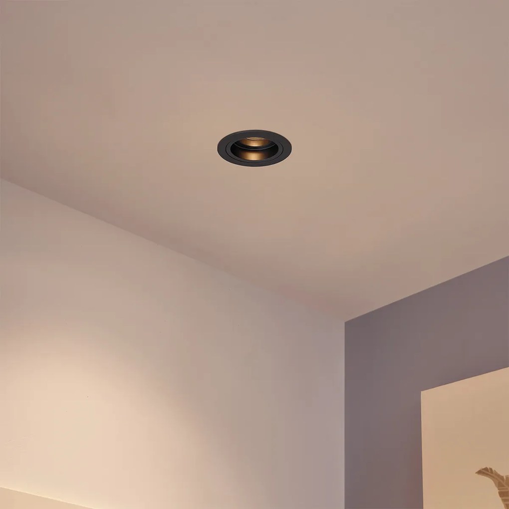Spot modern integrat, metal gri-inchis, GU10, 50mm rotund, inclinabil - Rondoo