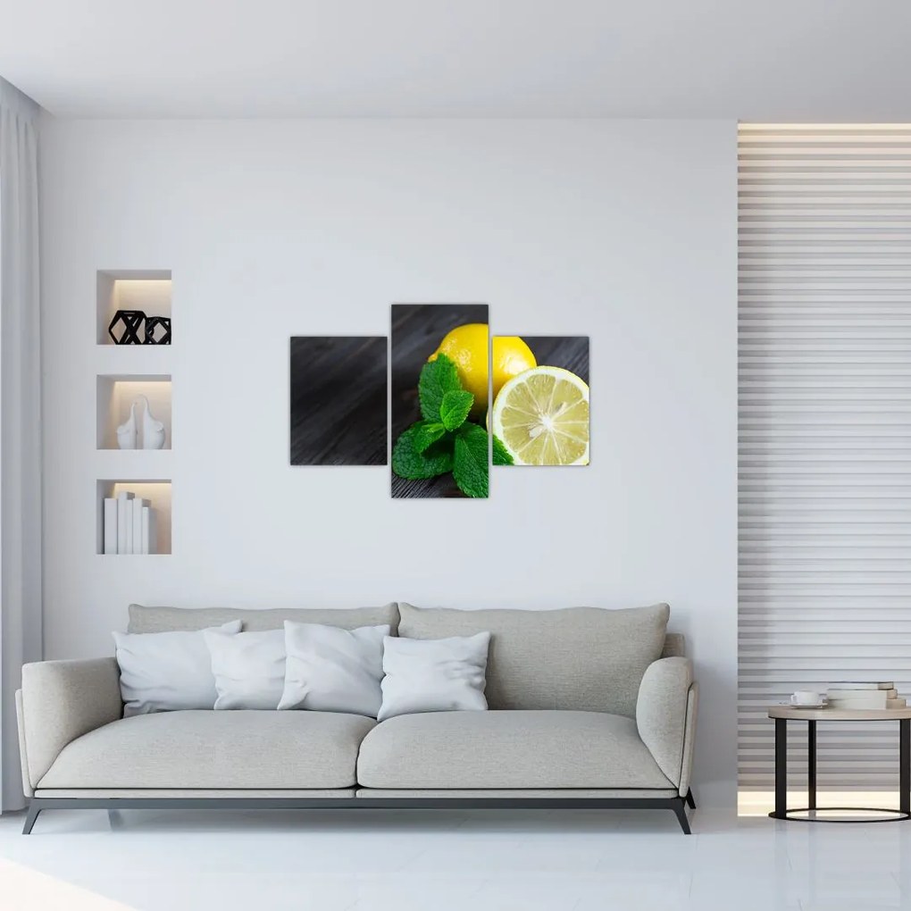 Tablou cu lămâie și mentă pe masă (90x60 cm)