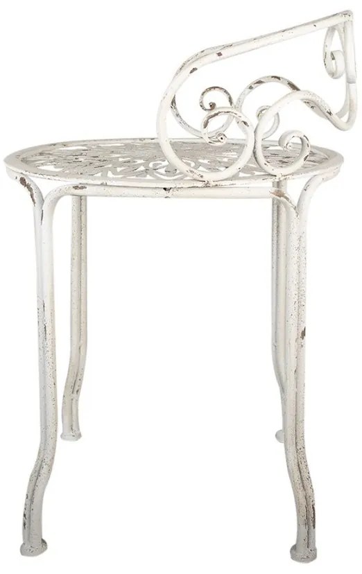 Taburet metalic shabby chic, alb, Ø 44x67 cm