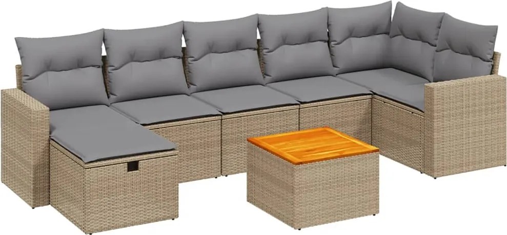 vidaXL Set canapele de grădină, 8 piese, cu perne, bej, poliratan