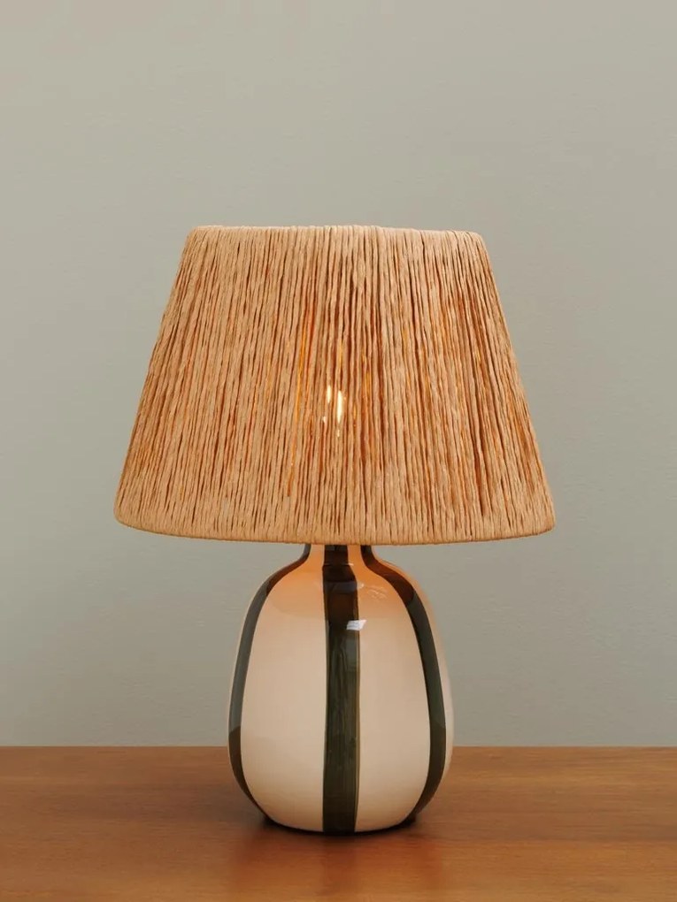 Lampa de masa, cu abajur din rafie, H42cm, Antibes