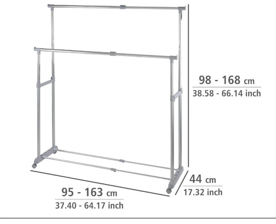 Suport de haine mobil telescopic din metal gri Twin - Wenko