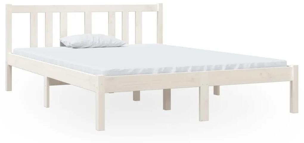 814855 vidaXL Cadru de pat mic dublu, alb, 120x190 cm, lemn masiv