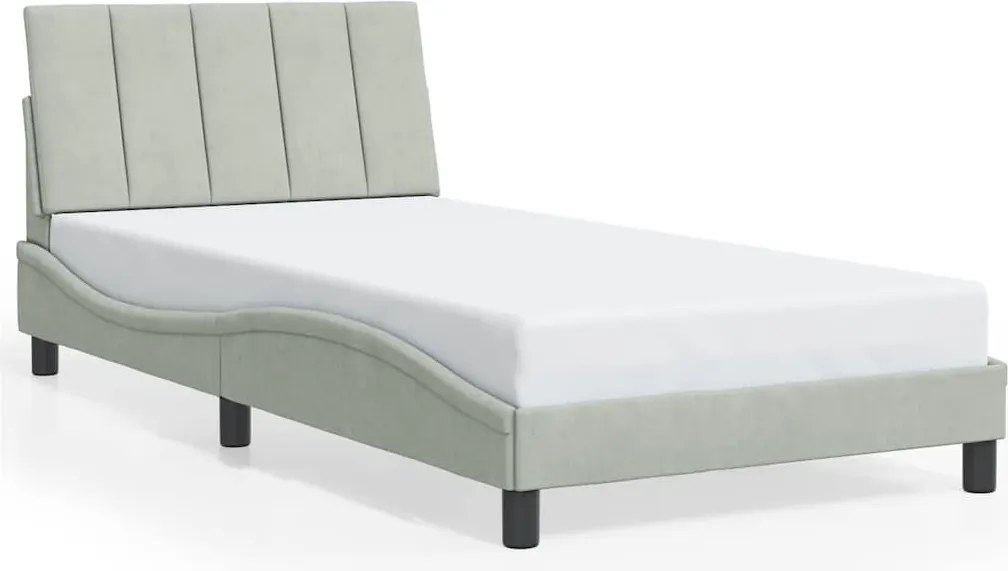 vidaXL Cadru de pat fără saltea, Hanko, gri deschis, 100x200 cm, catifea