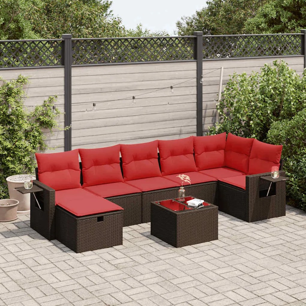 vidaXL Set canapele de grădină cu perne, 8 piese, maro, poliratan
