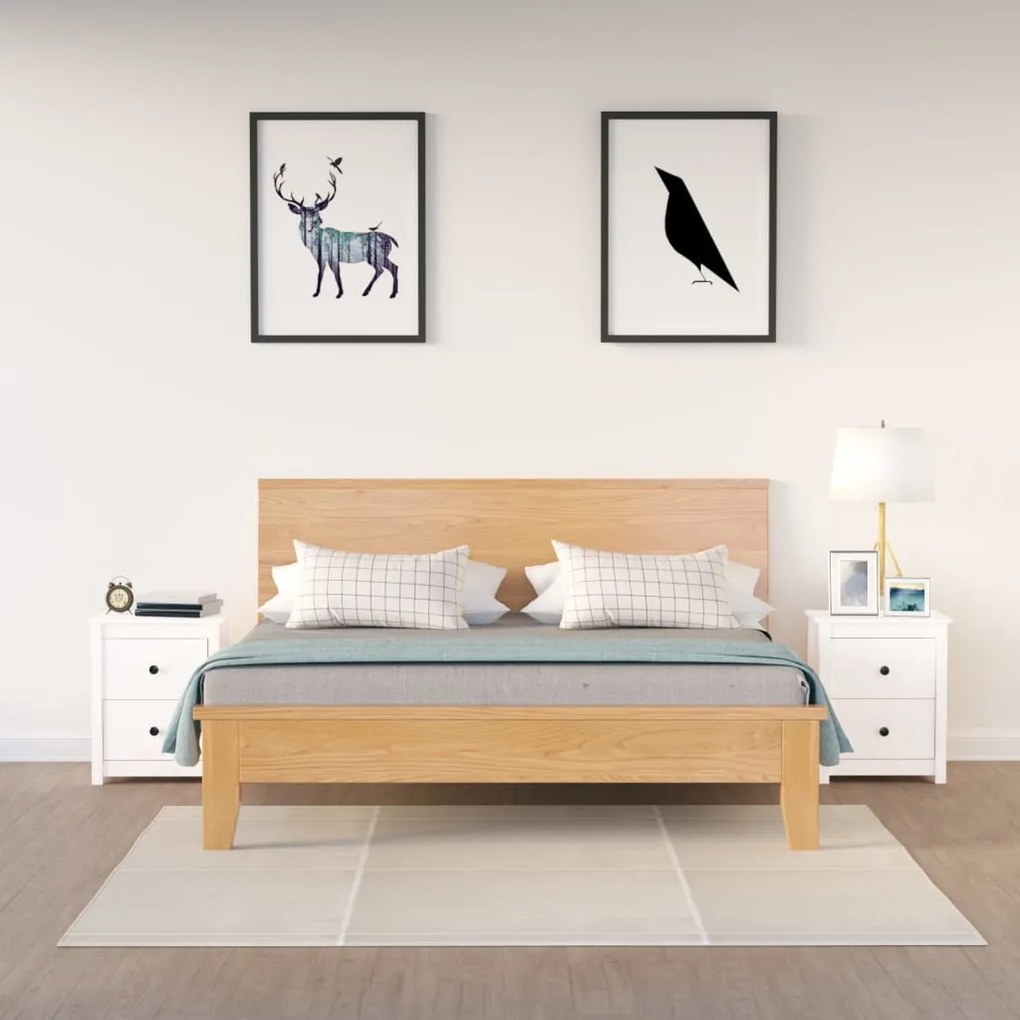 813682 vidaXL Noptiere, 2 buc., alb, 50x35x61,5 cm, lemn masiv de pin
