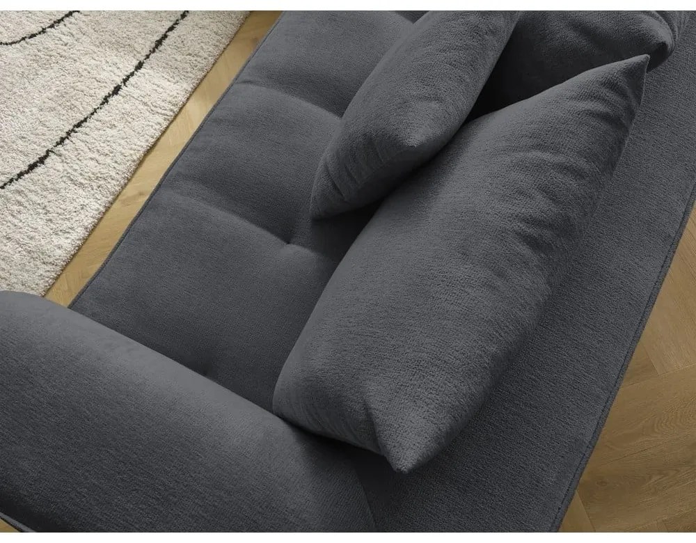Colțar gri închis cu tapițerie din chenille (cu colț pe partea stângă/în formă de ”L”) Whesley – Bobochic Paris