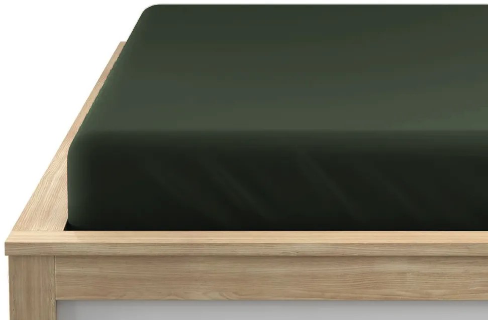 Cearceaf cu elastic din microfibra verde inchis 160 x 200 cm