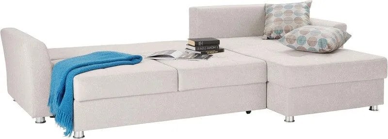 Colțar extensibil cu ladă de depozitare Leon Creme 260x182 cm
