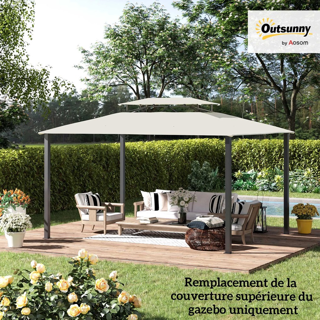 Outsunny Husă de schimb pentru pavilion husă pentru tonelă 4 x 3 m, acoperiș dublu cu orificii de drenaj, poliester 180 g/m², crem | Aosom Romania