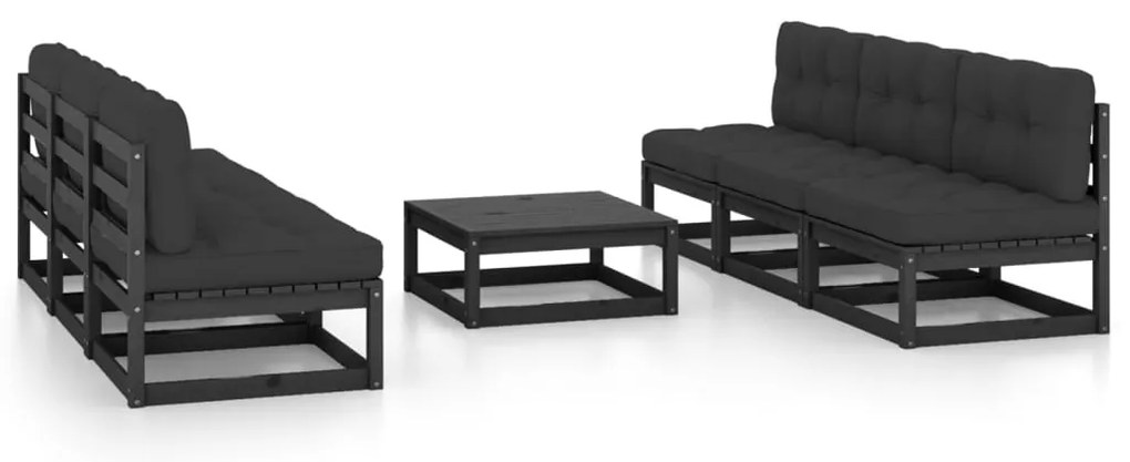 vidaXL Set mobilier grădină cu perne, 7 piese, lemn masiv pin