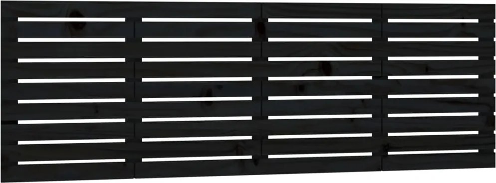 vidaXL Tăblie de pat pentru perete, negru, 166x3x63 cm, lemn masiv pin